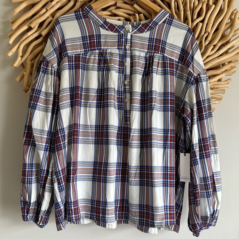 Plaid Pintuck Plaid Top